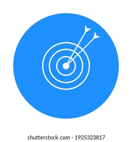 Target with arrow in circle icon. Goal achieve sign concept. Target, challenge, objective in round icon. Competitive advantage symbol. Successful shot in the dart target. Vector illustration.