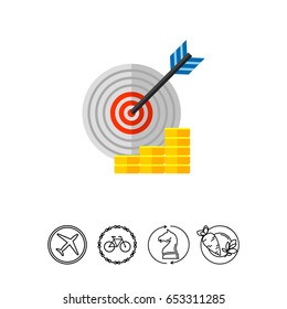Target with Arrow and Coin Stacks Icon