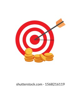target with arrow and coins isolated icon vector illustration design