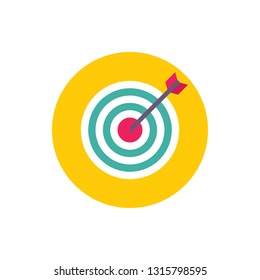 Target with arrow - concept colored icon in flat graphic design style. Sign for website, mobile application, presentation, infographic. Vector illustration. 