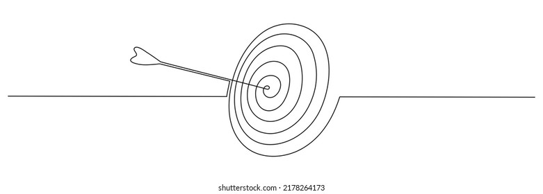 Ziel mit Pfeil-Zeilenzeichnung. Handgezeichneter linearer Tore-Kreis. Vektorgrafik einzeln auf Weiß.