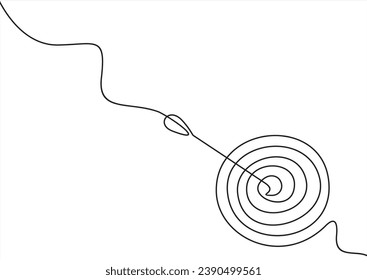 	
Target with arrow continuous line drawing. Hand drawn linear goal circle. Vector illustration isolated on white.	
