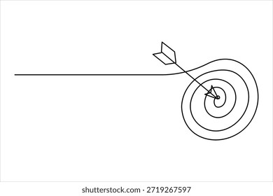 Target with arrow continuous one line art drawing of minimalist outline vector illustration
