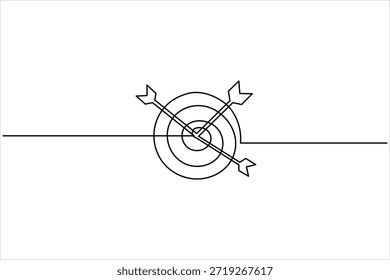 Target with arrow continuous one line art drawing of minimalist outline vector illustration

