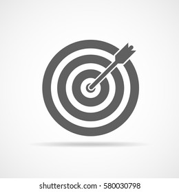Target with arrow. Target with dart isolated on white background. Target icon in flat design. Vector illustration.