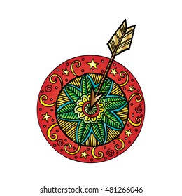 Target with arrow. Decorative style.