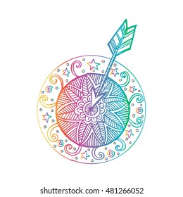 Target with arrow. Decorative style.