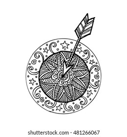 Target with arrow. Decorative style.