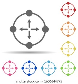 Target, arrow, engage in multi color style icon. Simple glyph, flat vector of business icons for ui and ux, website or mobile application