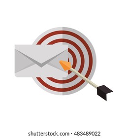Target with arrow and envelope icon. solution online and media theme. Isolated design. Vector illustration