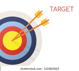 Target with an arrow flat icon concept market goal vector picture image. Concept target market, audience, group, consumer. Vector stock illustration.