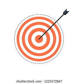 Target with an arrow flat icon. Concept target market, audience, group, consumer.
