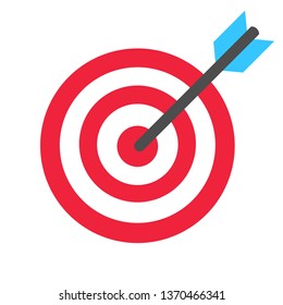 Target with an arrow flat icon concept market goal vector picture image. Concept target market, audience, group, consumer. Bullseye or goal Isolated sign. Illustration of a target with an arrow. 