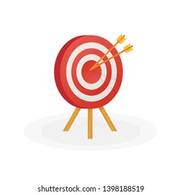 Target with an arrow flat icon concept market goal picture image. Concept target market, audience, group, consumer. Vector illustration.