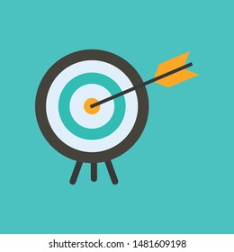 Target with an arrow flat icon concept market goal vector