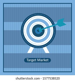Target with an arrow flat icon concept market goal vector picture image. Concept target market