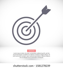 Target with an arrow flat icon concept market goal vector picture image. Concept target market, audience, group, consumer. Bullseye or goal Isolated sign 