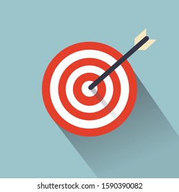 Target with an arrow flat icon concept market goal vector picture image. Concept target market, audience, group, consumer. 