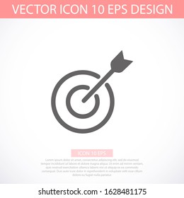 Target with an arrow flat icon concept market goal vector picture image. Concept target market, audience, group, consumer. Bullseye or goal Isolated sign
