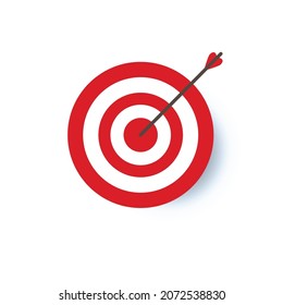 Ziel mit einem Pfeil flach Symbol Konzept Markt Ziel. Konzept Zielmarkt, Publikum, Gruppe, Verbraucher. Bullseye oder Tor Einzelzeichen.