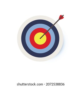 Target with an arrow flat icon concept market goal. Concept target market, audience, group, consumer. Bullseye or goal Isolated sign.