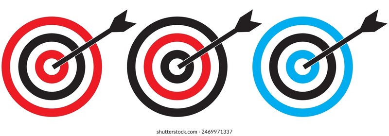 Objetivo con una flecha de icono plano concepto objetivo de mercado.