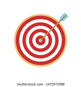 Target arrow flat icon. Arrow hitting target. Business concept.