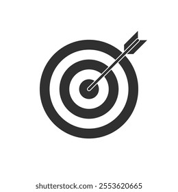 Target arrow flat icon. Arrow hitting target. Business concept.