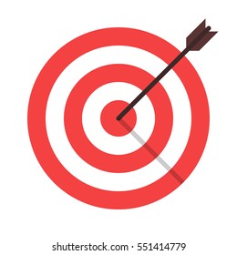 Target arrow flat icon. Arrow hitting target. Business concept.