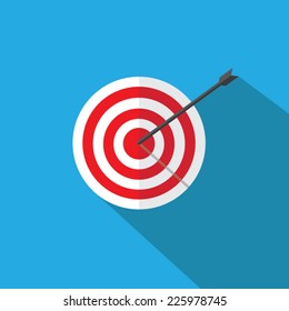 Target and arrow flat icons with long shadow. Vector illustration eps10.