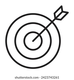 Icono de línea plana de destino y flecha. ilustración vectorial.
