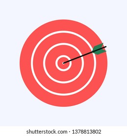 Target with arrow flat style isolated on blue background