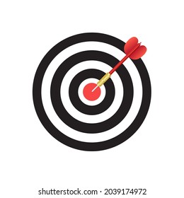 Target with arrow flat vector icon. Vector illustration of darts icon. Isolated on a blank, editable and changeable background.