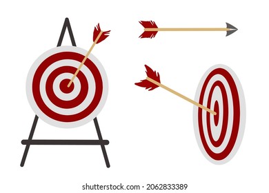 target arrow flat vector illustration isolated on white background