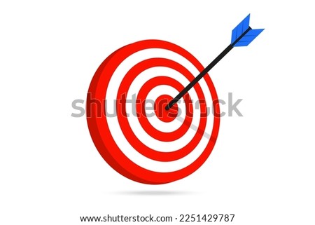 Target with arrow. Target focus symbol sign. Shoting target. Goal achieve concept. Vector illustration isolated on white background