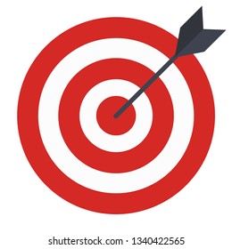 Target with arrow, Goal achieve concept. Vector illustration isolated on white background