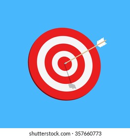 Target with arrow, goal achieve concept. Vector illustration