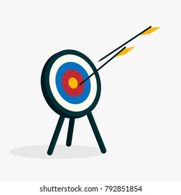 Target with arrow, goal achieve concept. vector illustration