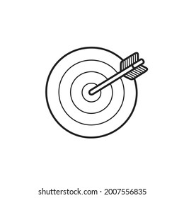 Target with arrow. Hand drawing illustration. Vector.