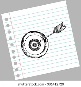  Target with arrow. Hand drawing illustration.