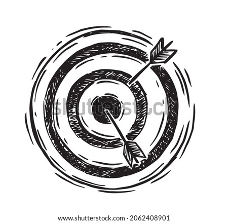 Target arrow hand drawn illustration. Vector.