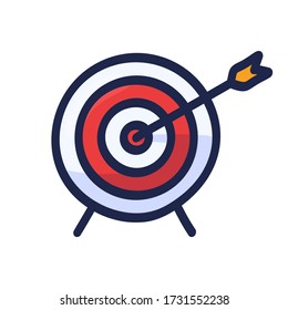 Target With Arrow Hand Drawn Outline Doodle Icon. Cartoon Vector Illustration