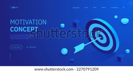 Target with arrow hit center icon. Goal achievement, competition, motivation concept. Successful business, growth strategy. Isometric vector illustration for visualization of business presentation
