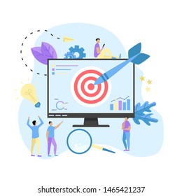 Target with an arrow, hit the target, goal achievement. Business concept vector illustration	