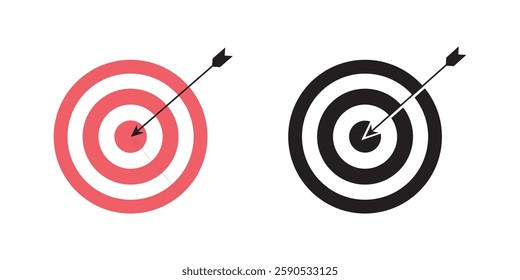 Target with Arrow Hitting Bullseye Icon Vector Set