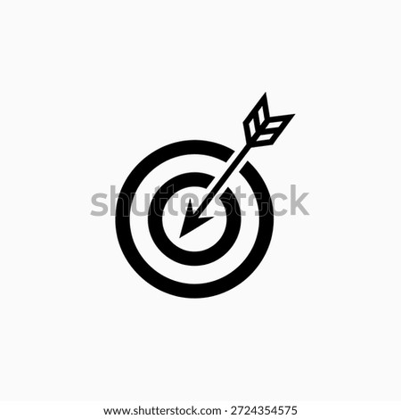 Target with arrow hitting bullseye icon for business success and accuracy. Vector Illustration.