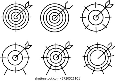 Ziel mit Pfeil trifft bullseye Vektorsymbol für Zielerreichung und Geschäftserfolg gesetzt