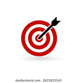 Target With Arrow Hitting Center for Business, Marketing, Goal Achievement, and Strategy Concepts. Perfect for Presentations and Infographics. Vector Illustration.