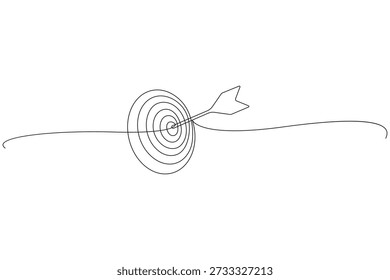 Alvo com seta batendo no centro contínuo uma linha desenho minimalista delineamento ilustração vetorial