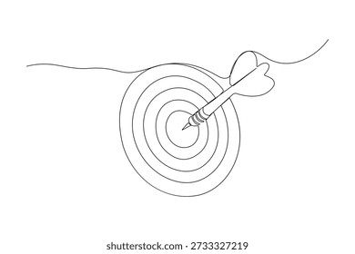 Alvo com seta batendo no centro contínuo uma linha desenho minimalista delineamento ilustração vetorial